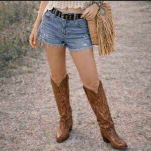 Vintage Miss Capezio Western Cowboy Boots Womens 9.5M Chestnut Brown Leather USA